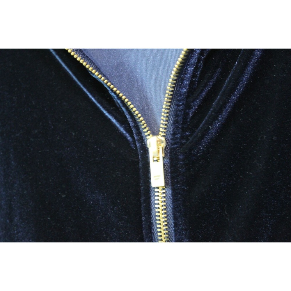 ✨2/$20 Fabletics Donna Velour Full Zip Up Hoodie Deep Navy Gold Medium Jacket - Picture 6 of 10